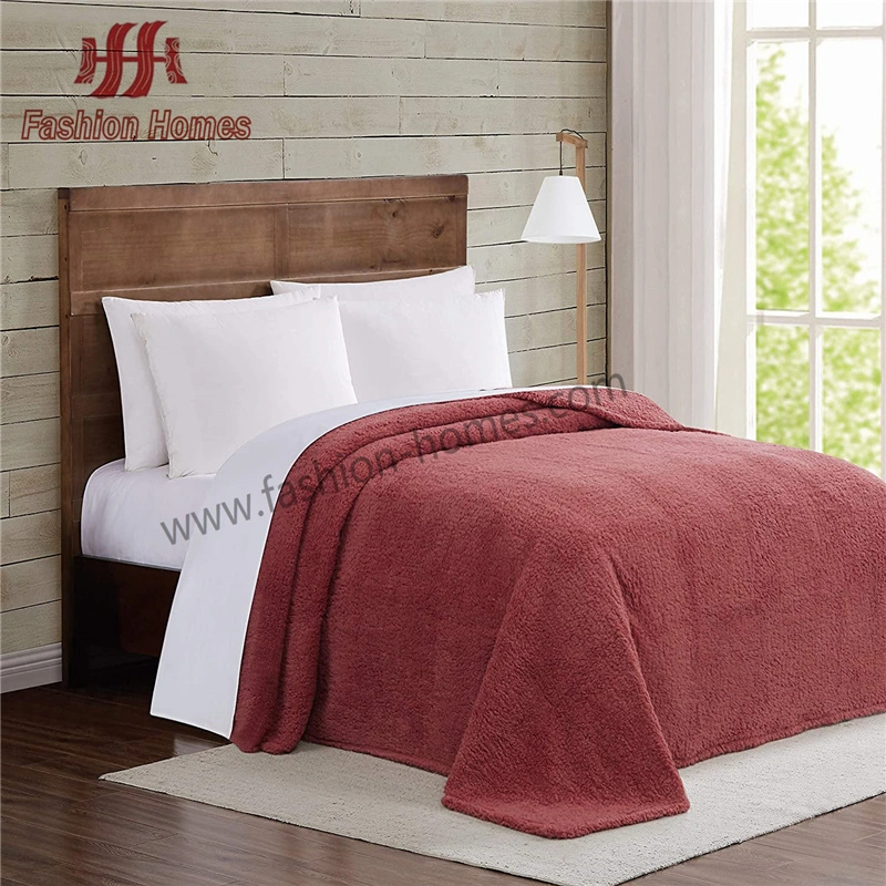 Wholesale Super 100%Polyester Blanket Soft Throw Solid Sherpa Throw Warm Blanket