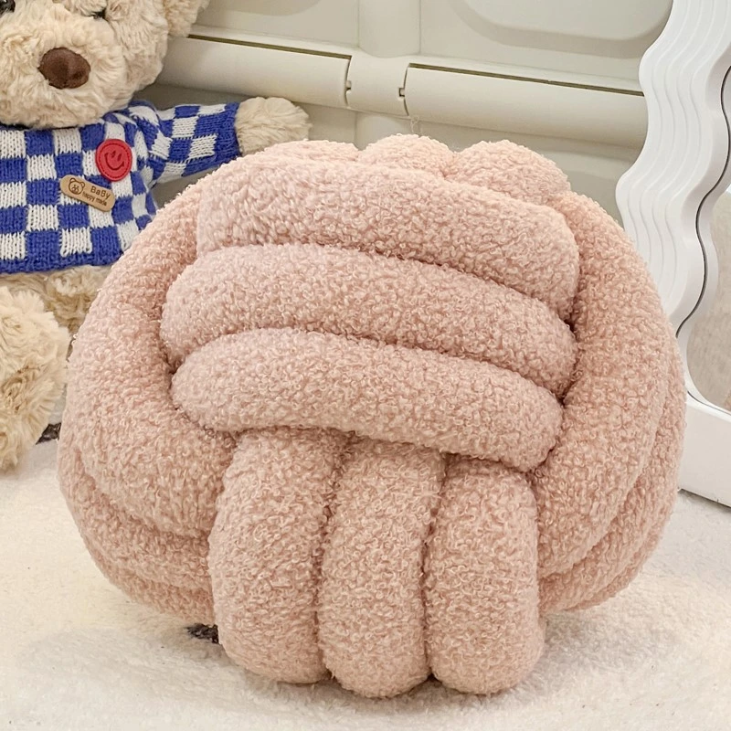 Wholesale Teddy Velvet Pillow Bed Cushion Car Pillow Sofa Living Room Cute Spherical Bay Window Knotted Throw Pillow