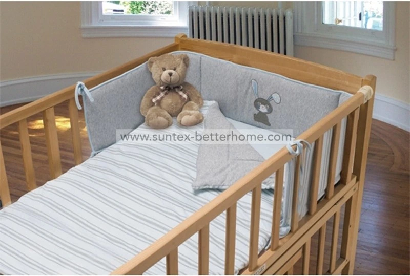 Wholesale Cotton Jersey Baby Crib Bedding Set 3PCS Crib Bumper Set Duvet Cover Fitted Sheet