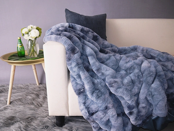 Tie-Dyed Rabbit Fur Elastic Blankets Faux Fur Throws