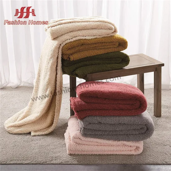 Couverture Super 100% Polyester, vente en gros, jet doux, solide, Sherpa, couverture chaude